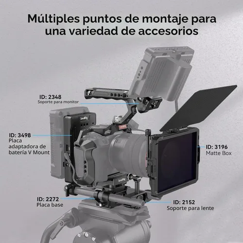 Vista 3 de SmallRig Kit de jaula C R5/R6/R5 para Canon R5/R6/R5 C, kit de mano para cámara con mango superior y abrazadera para cable - 3830