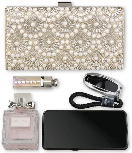 Vista 8 de Evening Clutch Pearl Purse for Women, Party Clutches Bag Wedding Formal Handbags