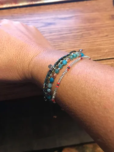 Vista 2 de Joya Gift Handmade Adjustable Wrap Bracelet Bohemian String Braided Beads Anklets Gifts for Women Girls