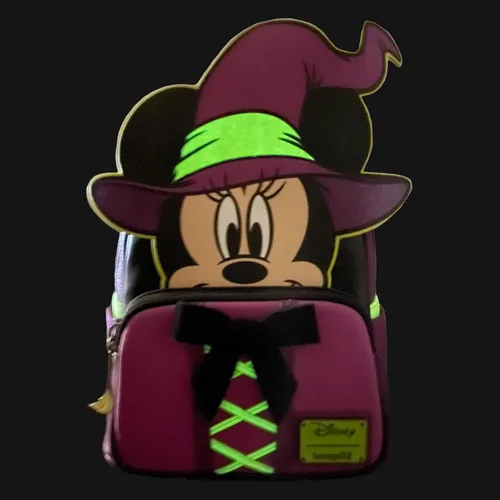 Vista 2 de Loungefly Disney Wickedly Cute Witch Minnie Cosplay GITD Mini Mochila - Exclusivo de BCT, Moderno