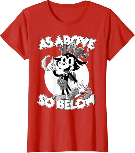 Vista 57 de Camiseta de dibujos animados retro de Baphomet Pagan As Above So Below, Negro, S