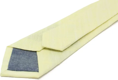 Vista 32 de Corbata delgada de algodón cambray para hombre, estilo desgastado texturizado - 2 1/2 pulgadas de ancho