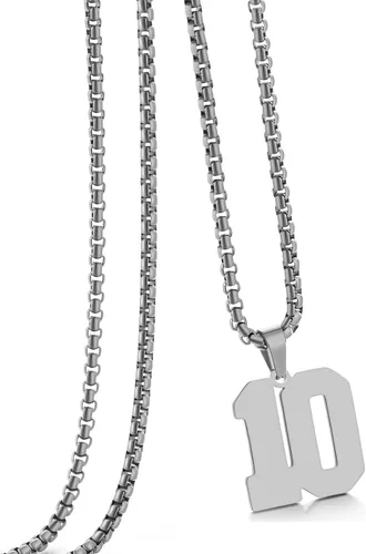 Vista 65 de Collar de Número Dorado para Hombre, Cadena de Acero Inoxidable con Colgante de Número para Atletas, Joyería Deportiva Personalizada para Niños