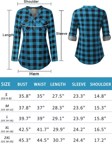 Vista 6 de BAIKEA Camisa de manga larga enrollada con cuello de muesca para mujer, con botones