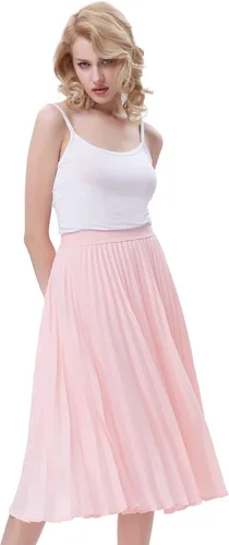Vista 4 de Kate Kasin KK659 - Falda holgada plisada con talle a la cintura para mujer