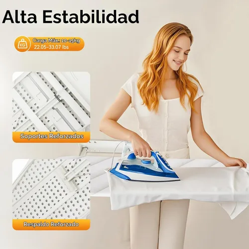 Vista 4 de Tabla de planchar de pared que ahorra espacio, tabla de planchar con mecanismo de giro, estilo giratorio blanco, solapa de rotación de 180°, tabla