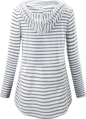 Vista 3 de QUINEE sudadera con capucha para mujer de manga larga a cuadros, bloque