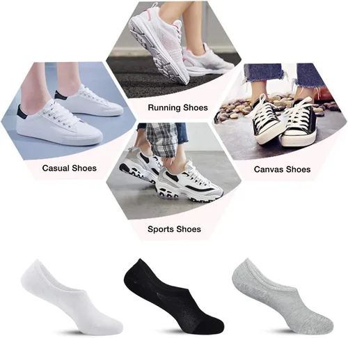 Vista 6 de AKOENY No Show Socks - Calcetines de corte bajo para mujer botines planos sin cordones 6-9 pares