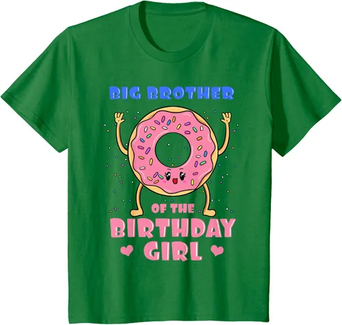 Vista 50 de Big Brother Of The Birthday Girl Donut Bday Party Bro Sib Camiseta, Negro, S