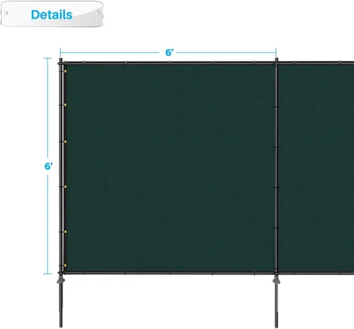 Vista 5 de Patio Pantalla de Privacidad para Exteriores de 5' x 12' Paneles de Valla Temporal Independientes Cubierta de Red con Postes de Metal