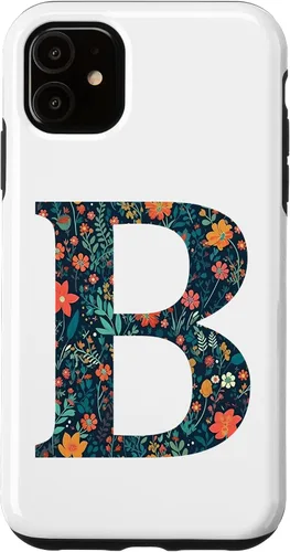 Vista 6 de iPhone 12 mini monograma iniciales floral letra B bonito patrón flores caso