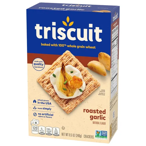 Vista 15 de Triscuit galletas de trigo integral de grano entero con sabor a ajo tostado, 6 cajas de 8.5 onzas cada una