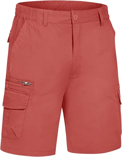 Vista 2 de TACVASEN Pantalones cortos planos de algodón para hombre, pantalones cortos de golf con 7 bolsillos