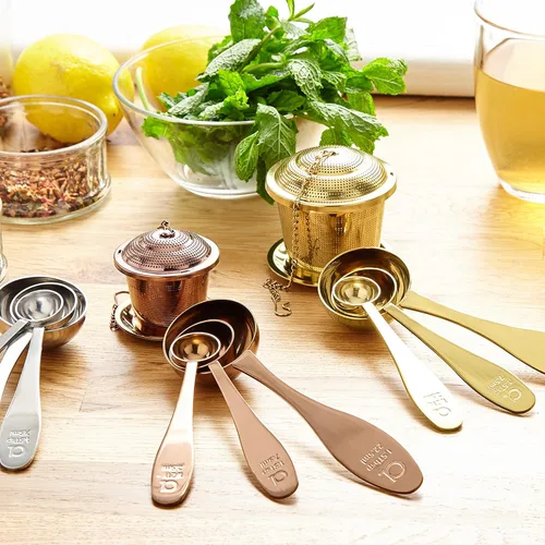 Vista 9 de Oro rosa - Infusor de té + cuchara de té mediana