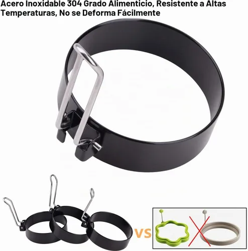 Vista 2 de Anillo de huevo, molde redondo profesional para panqueques, anillos para cocinar huevos para cocinar, molde redondo antiadherente de acero
