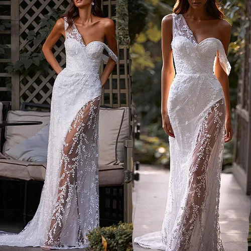 Vista 4 de NaRHbrg Vestido de gasa para mujer con cintura imperio, vestidos de dama de honor con hombros descubiertos, vestido de fiesta hasta el suelo, Verde