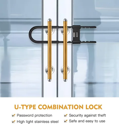 Vista 3 de Cerradura anticorte combinada ajustable de 4 dígitos en forma de U para Grillete ajustable de 6.299-10.630 in, acero anticorte de 0.630 in, código