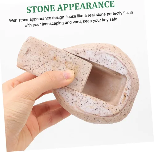 Vista 8 de Faux Rock Key Hider - Funda de almacenamiento para llaves de jardín, figura de roca falsa para exteriores