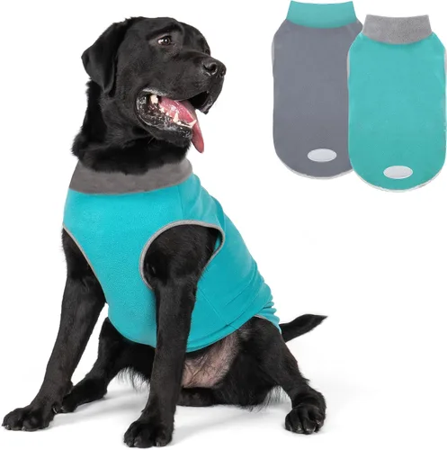 Vista 21 de cyeollo Paquete de 2 suéteres de forro polar para perro, chaleco cálido reflectante para perro, abrigo elástico para perro, chaqueta de invierno