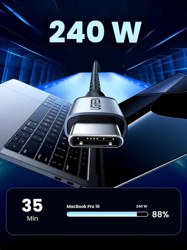 Vista 2 de UGREEN Cable USB C a USB C de 240W, Cable de Carga Rápida USB C para iPhone 17 Pro Max/16, Samsung Galaxy S25/S24, MacBook Pro/Air, iPad