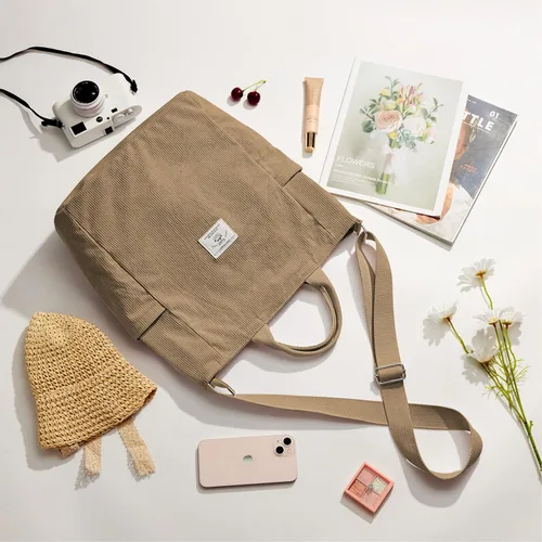 Vista 7 de KALIDI Bolso de mano de pana, bolso de mensajero con cremallera, bolso bandolera estilo hobo casual, para el trabajo, compras, para mujer