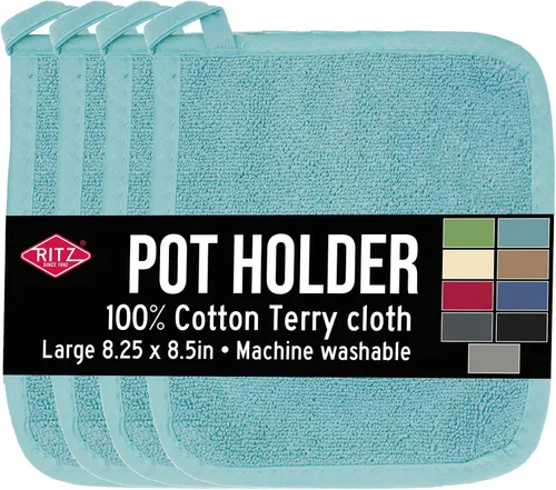 Vista 21 de RITZ Guante de olla y protector térmico de rizo: Resistente al calor sin igual, duradero 100% algodón – Diseñado ergonómicamente para un agarre