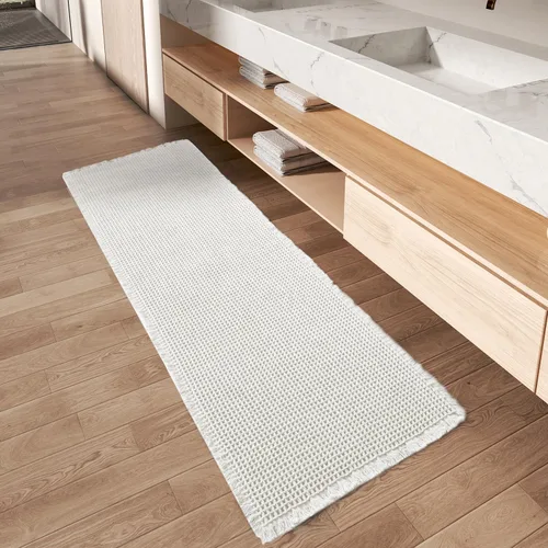 Vista 59 de AMOAMI Tapete de baño mejorado con diseño de gofre, súper absorbente, antideslizante, para suelo de baño, lavable a máquina, con borlas, tapetes
