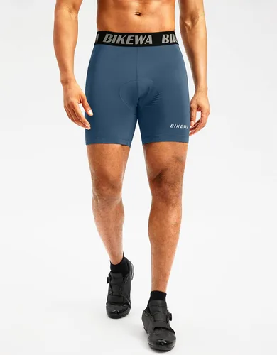 Vista 2 de Bikewa Pantalones cortos de ciclismo acolchados 3D para hombre, ropa interior de ciclismo de montaña para bicicleta MTB con bolsillos laterales