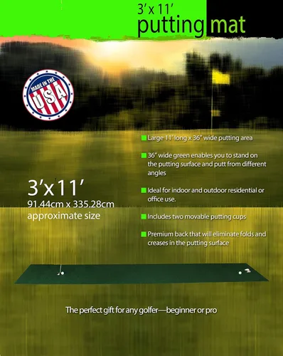 Vista 2 de Putt-A-Bout tapete para jugar golf, 3 x 11 pies, verde