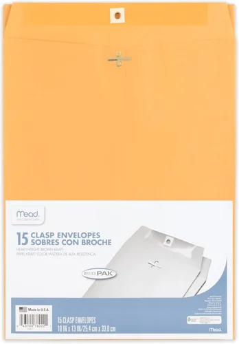 Vista 8 de Mead Sobres, 6 x 9 pulgadas, cierre de broche, sobres de papel kraft marrón multiusos de 24 libras, 25 unidades (76018)