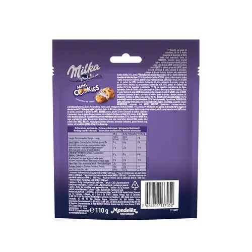 Vista 2 de Milka Mini galletas cubiertas con trozos de chocolate con leche alpino (importado), 3.88 oz