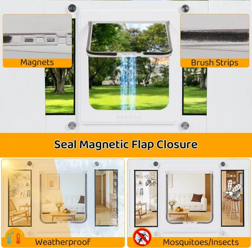 Vista 5 de Puerta de gato para ventana, ancho ajustable para 23 a 28 pulgadas