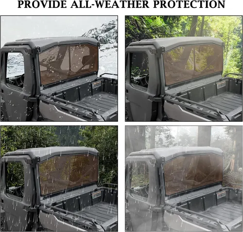 Vista 3 de SAUTVS Parabrisas trasero tintado oscuro para Can Am Defender, panel trasero resistente para Can-Am Defender HD5 HD7 HD8 HD9 HD10 Max 2016-2026