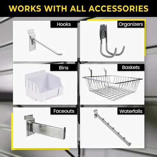Vista 6 de DLDIRECT DiamondLife - Organizador de pared de aluminio para garaje, resistente para montaje en pared, paneles entrelazados para sistema