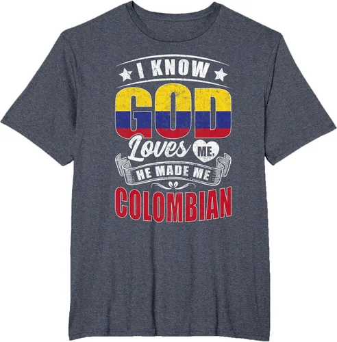 Vista 21 de Camiseta Colombia Flag God Loves Me Funny Colombians, Negro