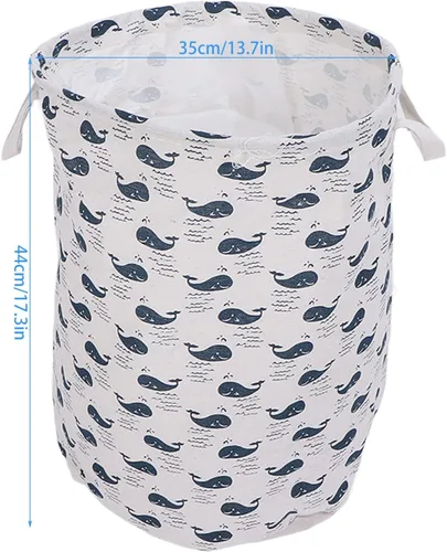 Vista 6 de Cesta de lavandería impermeable con patrón de delfín, cestas plegables para ropa sucia, cestas de almacenamiento de gran capacidad para dormitorio