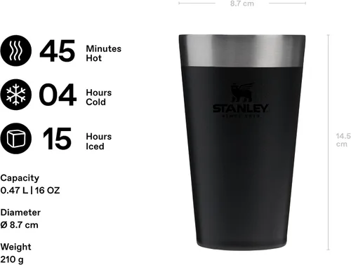 Vista 2 de Stanley Adventure Series - Juego de vasos de chupito de acero inoxidable 18/8, color negro mate