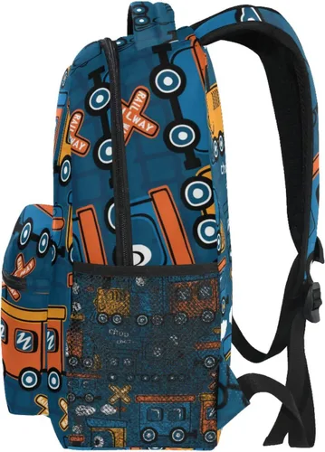 Vista 4 de Monster Truck Car - Mochila escolar para niños, niñas, mochila escolar para escuela primaria, mochila de viaje, Steam Train, Mochilas Daypack