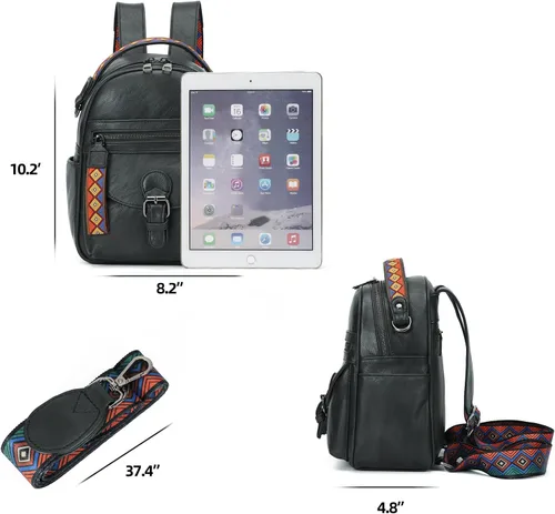 Vista 2 de KL928 Mochila pequeña para mujer, mochila de hombro a la moda, Carbón Gra, Mochilas Daypack