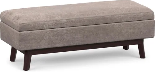 Vista 25 de SIMPLIHOME Owen Mesa de Centro Rectangular Moderna de Mediados de Siglo de 34 pulgadas de Ancho con Otomana de Almacenamiento en Tela de Poliéster