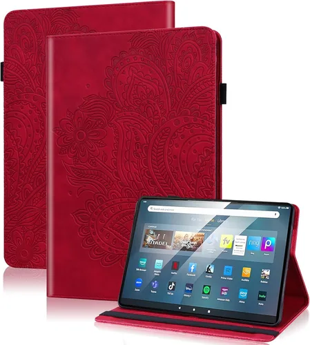 Vista 9 de Funda para Fire HD 8 / Fire HD 8 Plus (12ª/10ª generación, 2024/2022/2020), funda de piel sintética a prueba de golpes con ranuras para tarjetas