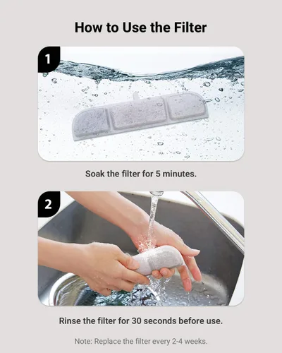 Vista 4 de DownyPaws Paquete de 6 filtros de repuesto para fuente de agua para gatos con pilas DPWFP6, juego de filtros de repuesto de 3 meses