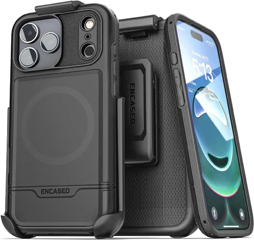 Vista 16 de ENCASED Funda para cinturón con clip para iPhone 11 (2019 Rebel Armor) Funda protectora resistente de cuerpo completo con soporte (Negro)