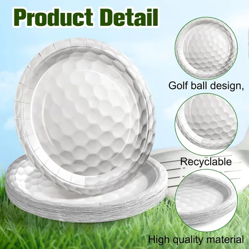 Vista 3 de Mototo Paquete de 120 platos de papel de pelota de golf, platos de papel de golf de 7 pulgadas y 9 pulgadas, vajilla desechable para cena de postre
