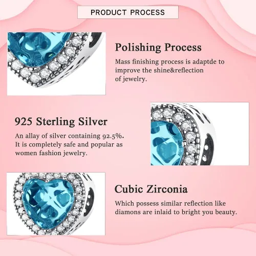 Vista 5 de LongLuck Dije de ojo de cristal para pulsera Pandora, dije de plata de ley 925 con circonitas cúbicas para mujer, Plata esterlina, cristal