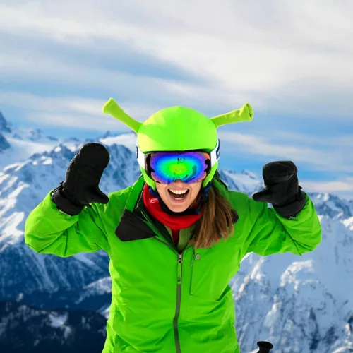 Vista 5 de COOLCASC® Showtime Ski Helmet Cover – Fun & Protective Helmet Accessory for Skiing & Snowboarding – One Size Fits All