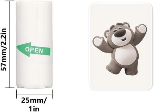 Vista 7 de Mini papel adhesivo para impresora térmica, papel adhesivo para mini impresora, rollo adhesivo autoimprimible para la mayoría de los niños, cámara