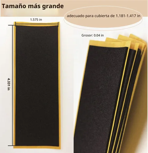 Vista 2 de Cinta de agarre de espuma para diapasón, cinta antiderrapante para monopatín de dedo 40mmX110mm (8 piezas negras 4 piezas blancas)