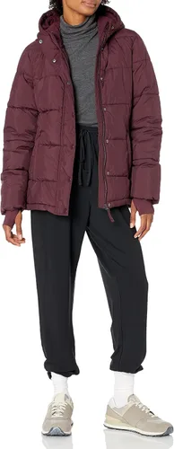 Vista 5 de Tienda Essentials - Abrigo abombado y pesado de manga larga con capucha para mujer (disponible en talla extragrande)