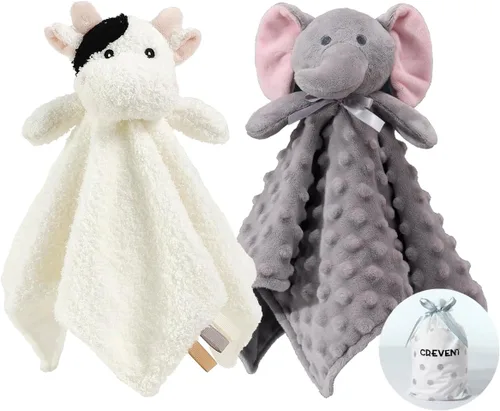 Vista 16 de CREVENT Manta de seguridad facial de animales de felpa suave para niños y niñas, gran regalo para cumpleaños, baby shower (perro azul + etiqueta)